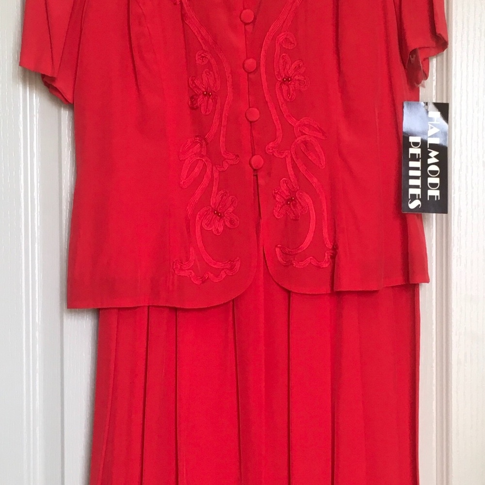 Red dress 3/4 length petite size 10